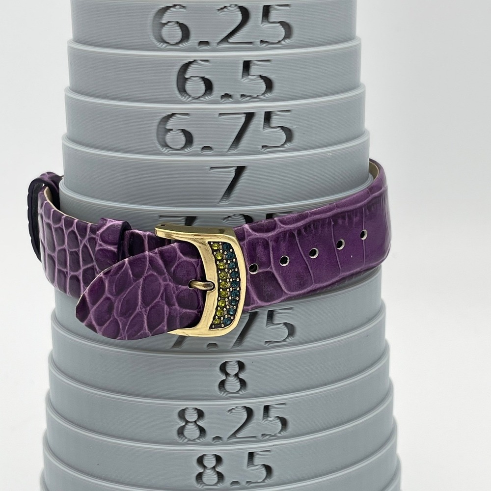 Heidi Daus Leather Purple Art Deco Swarovski Crystal Watch B7978 New Battery - Picture 3 of 7